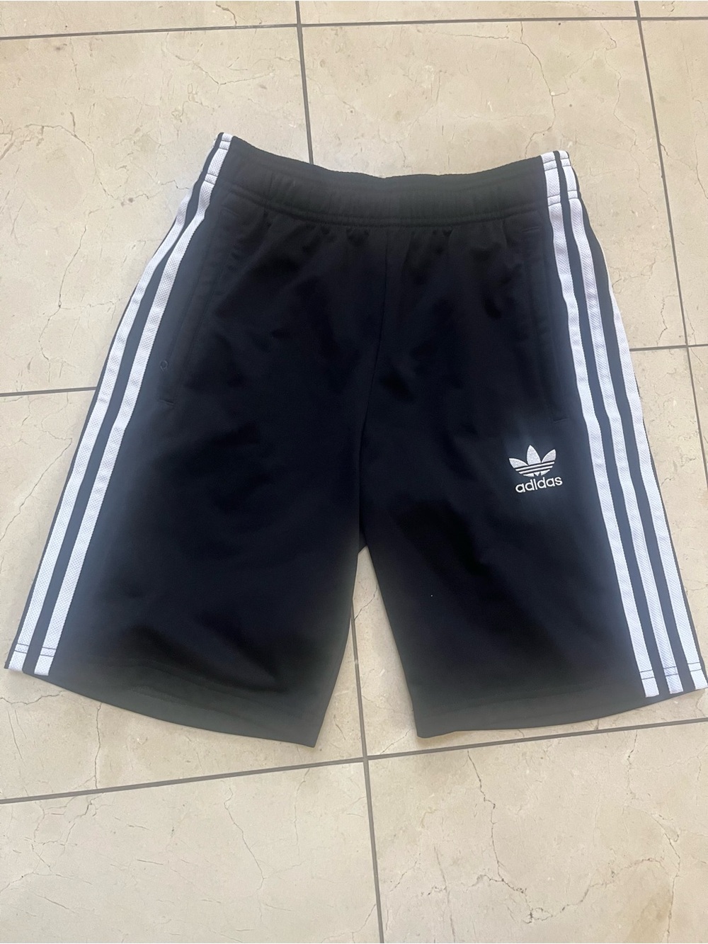 adidas Black Shorts with White 3-Stripes and Trefoil
